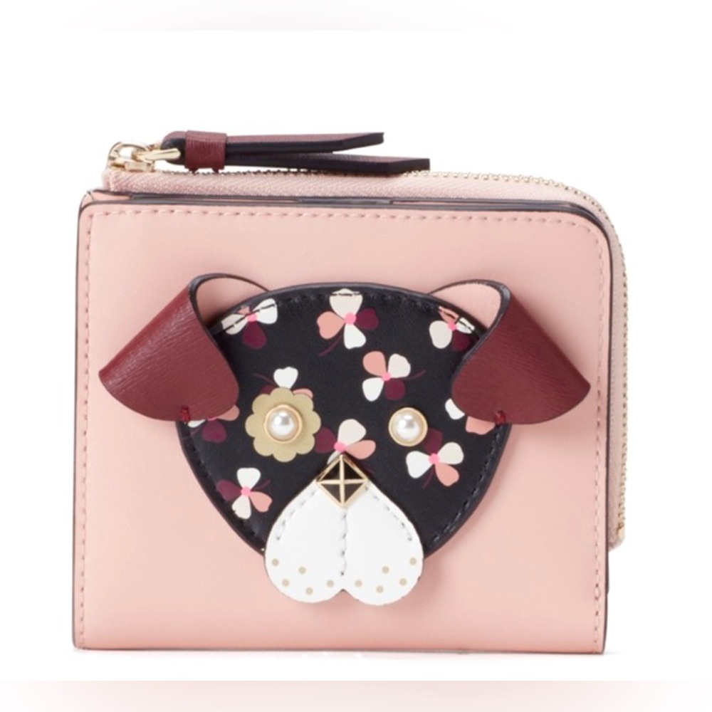 Kate Spade floral pup L zip wallet NWOT